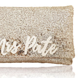 Champagne sequin personalised MRS surname clutch