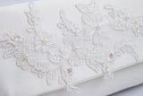 Ivory lace and sequin applique bridal wedding clutch FELICITY