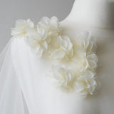 Ivory chiffon flower tulle bridal cape - Emsworth