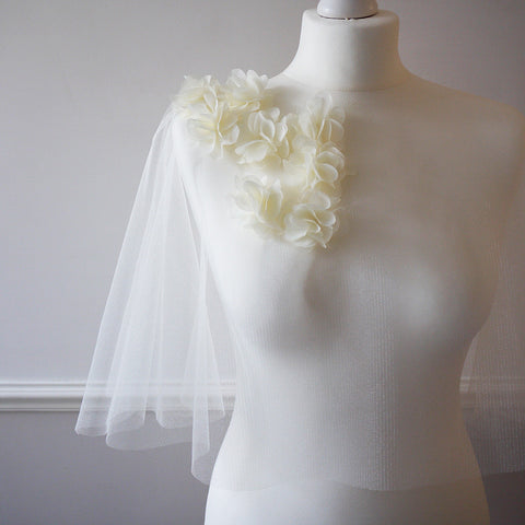Ivory tulle bridal cape floral
