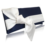 navy and ivory satin clutch
