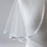 Ivory satin trimmed tulle bridal bolero - Sherborne